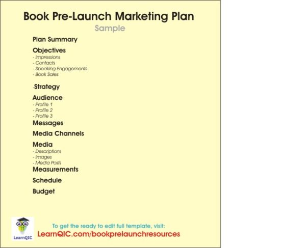 Book Pre-Launch Marketing Plan Sample | LearnQIC